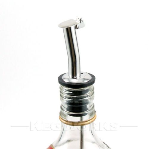 Flip-Top Metal Bottle Pourers- Set of 12 Liquor Pour- Bar Alcohol Drink Supplies