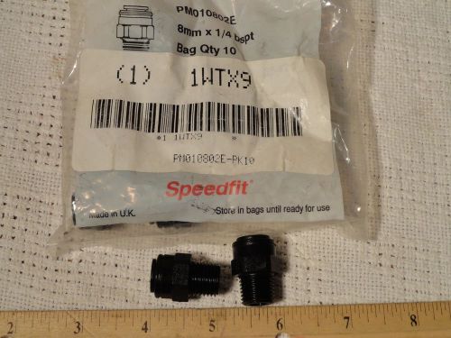 LOT OF 9pc JOHN GUEST PM010802E-PK10 Male Connector 8mm Tube OD Black acetal