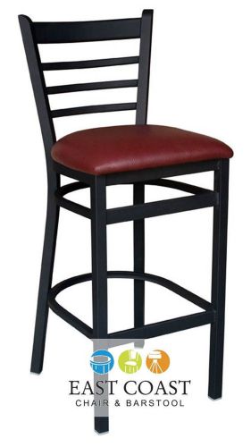 New Gladiator Commercial Metal Ladder Back Dining Bar Stool w/ Wine Vinyl Seat