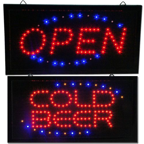 Open &amp; cold beer led animated store sign neon bright display shop bar pub drink for sale