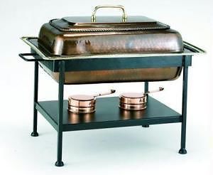 Rectangular copper antique chafing dish 21 x 16 x 19 brand new 8 quarts gorgeous for sale