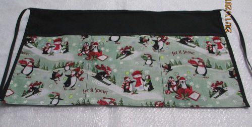 Waiter/waitress Server Waist Apron, CHRISTMAS PENGUINS IN THE SNOW