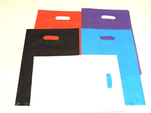 100 -8x12  Multi Color Combo, Plastic Merchandise, Retail, Party Bags w/handles