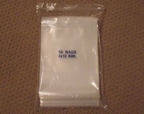 Pack of 50 HEAVY GAUGE 8 Mil 8x10 Zip Lock Bags