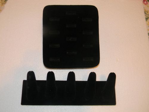 2 Black Velvet Showcase Counter Top Displays 5 Finger &amp; 12 Slot EUC