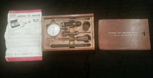 Vintage B.C. AMES UNIVERSAL TEST INDICATOR NO. 22 C W/WOODEN CASE + INSTRUCTIONS