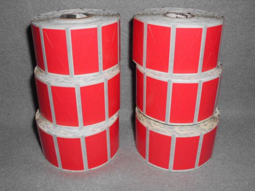 GENUINE ZEBRA ELTRON Z-SELECT 4000D LABELS 1-1/4&#034;  X  11/16&#034; RED 6 ROLLS@ 850 EA