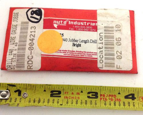 NYTD NO.40 JOBBER LENGTH DRILL BIT NIB, 18 IN BAG  100329