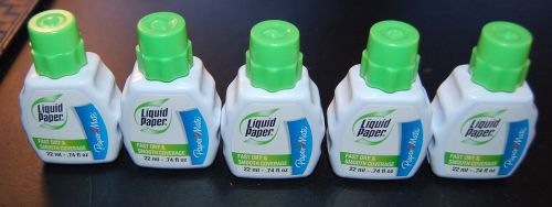 5 Lot Paper Mate Liquid Paper Fast Dry &amp; Smooth Coverage .74 fl oz