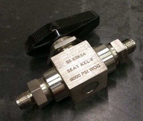 Whitey Swagelok SS-83KS4 high pressure ball valve with Kel-F seat.