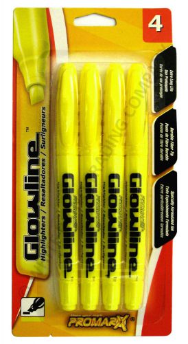 1 pack of 4 - promarx glowline chisel-tip yellow highlighters for sale