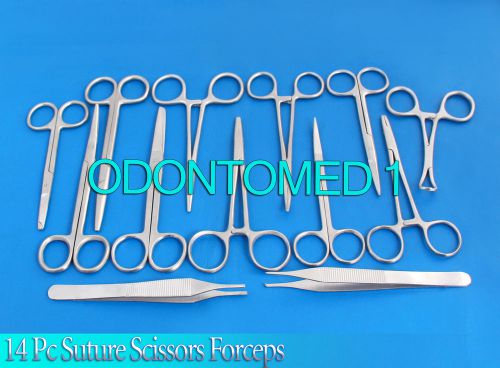 14 PC SUTURE SCISSORS FORCEPS HEMOSTATS NEEDLE HOLDERS