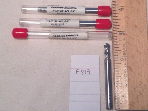 3 NEW 7/32&#034; DIAMETER CARBIDE ENDMILLS. 4 FLUTE. BALL. USA MADE {F819}