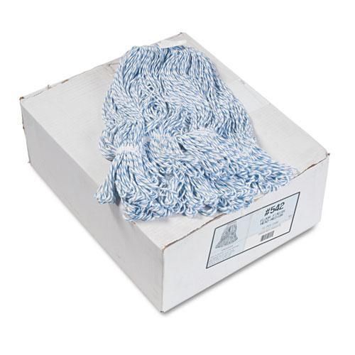 NEW UNISAN 542 Four-Ply Floor-Finish Mop Heads, Medium, White/Blue Stripes,