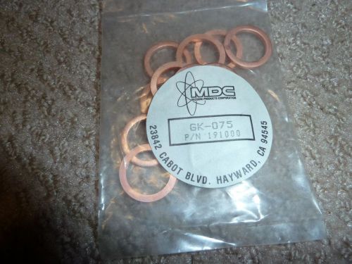 10- NEW  MDC GK-075 Vacuum Prod.  Copper Gaskets for 3/4&#034; CONFLAT® Flange