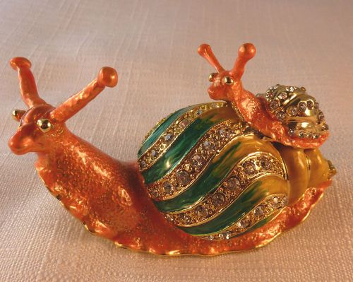 Snail/crystal/enamel/yellow base metal/ multicolour accessories box for sale