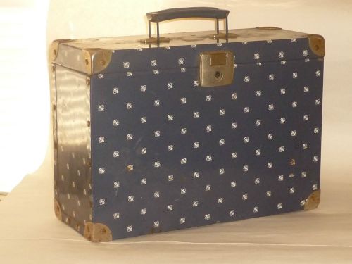 VTG Primrose Bordier for Pierre Henry Tin Metal File Box Blue White Bee design