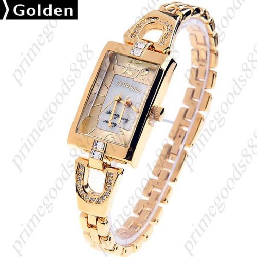 High quality bracelet square quartz wrist wristwatch women&#039;s gold golden face for sale