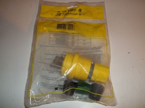 Woodhead Watertite 14W47 Connector New NEMA 5-15 15A  125V Yellow Rubber Plug