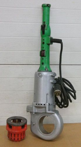 GREENLEE POWER HAND PIPE THREADER THREADING WITH RIDGID 12-R 1-1/2 INCH DIE