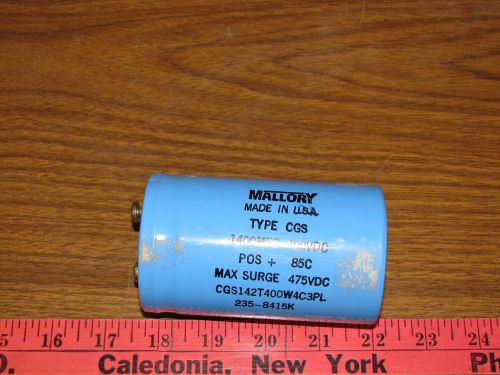 Mallory CGS142T400W4C3PL , 1400MFD, 400VDC , 85 Degree