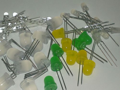 [40 pcs] Set Of Kingbright LEDs 5mm 8mm 10mm White, Bi-Colour, Yellow ,Green