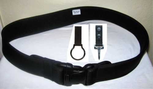 New! don hume black nylon duty belt fits 41&#034; + free key holder &amp; flashlight ring for sale