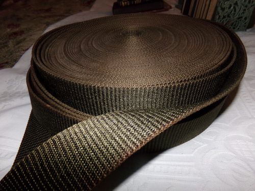 HUGE ROLL OF HEAVY DUTY GREEN NYLON WEBBING 2 1/8&#034; WIDE MORE THAN  50 YARDS NR