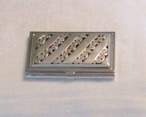 BRIGHTON BUSINESS CARD HOLDER DECORATIVE METAL NEW