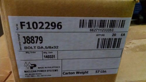 Maclean Power J8879 Bolt DA, 5/8 x 32   20 per case  F102296