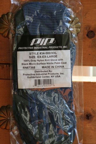 NEW PIP G-TEK 34-500/XXL 2XL WORK GLOVE Microsurface Nitrile Palm Nylon GRIP NWT