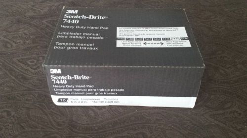 NEW 3M BOX OF 10 7440 HEAVY DUTY 6&#034;x9&#034; SCOTCH-BRITE HAND PADS