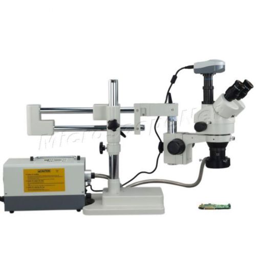 9.0MP Camera Boom Stand Stereo Zoom Trinocular Microscope+150W Ring Fiber Light