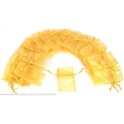 48 Yellow Organza Drawstring Jewelry Pouches 3&#034;