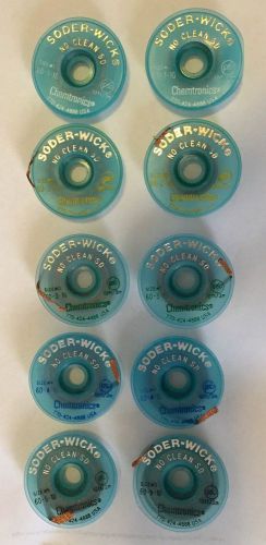 LOT 5 SIZES -10 Bobbins- Chemtronics Soder Wick No Clean SD Desoldering Braid