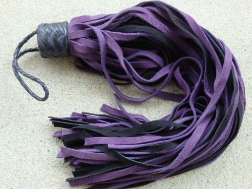 KNOB Leather Flogger Whip PURPLE 72 TAILS - HORSE TRAINING Florentine Tool