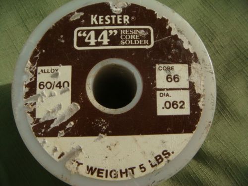 KESTER 44 ROSIN CORE SOLDER ALLOY 60/40 DIA .062 CORE66 5 LBS SPOOL