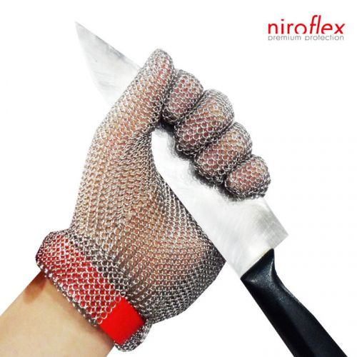 NIROFLEX CHAINMAIL GLOVES : EASYFIT, SIZE L, butchery, cut resistance