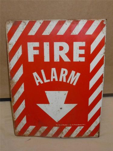 Rare 12x9&#034; Double Side Fire Alarm Red Extinguisher Sign Flange National Marker