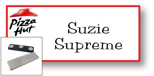 1 NAME BADGE FUNNY HALLOWEEN COSTUME PIZZA HUT SUZIE SUPREME MAGNETIC SHIPS FREE