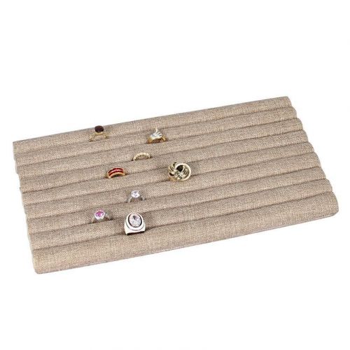 MODERN BURLAP RING LINER 8 TUFTED RING INSERT for TRAY DRAWER ORGANIZER LINER