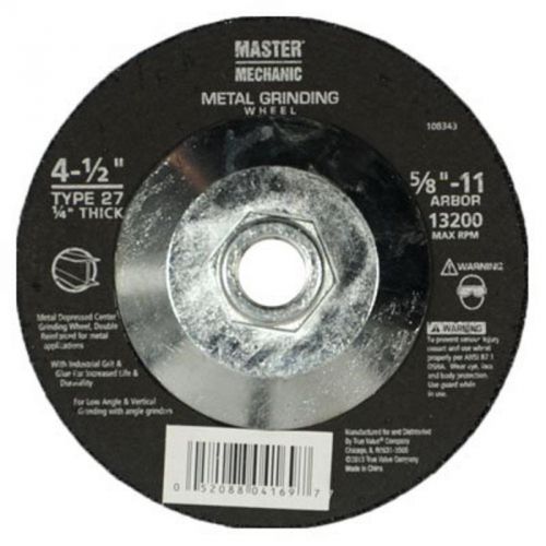 4-1/2&#034; X 1/4&#034; X 5/8&#034; Metal Grinding Wheel Master Mechanic 108343 052088041697