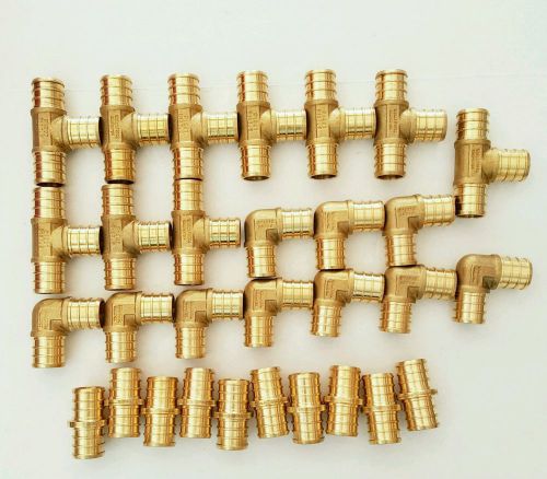 3/8&#034; LEAD FREE BRASS PEX FITTINGS 10 EA-ELBOW,COUPLER, TEE