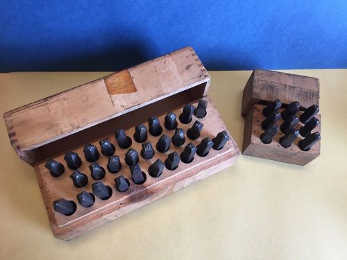 Used  1/8&#034; Steel Stamp/Punch Letter/Alphabet/Number Vtg Mathews Wood Box