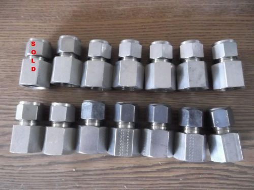 13 SWAGELOK/Parker 1/2&#034; x 1/2 female straight connectors  810-7-8/8-8 gbz