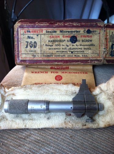 Starrett No. 700 Inside Micrometer Caliper Metalworking Vintage