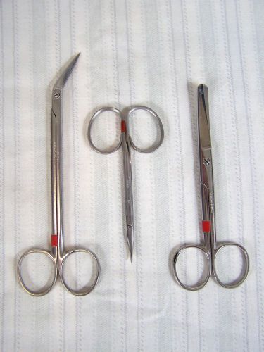 LAWTON MISDOM FRANK LOT OF 3 SCISSORS MEDICAL SURGICAL INSTRUMENTS TOOLS VINTAGE