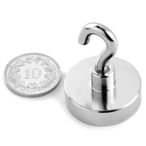 4pcs Neodymium Magnet Hook 25mm holds 20lbs Magnetic Hooks Refrigerator Holder