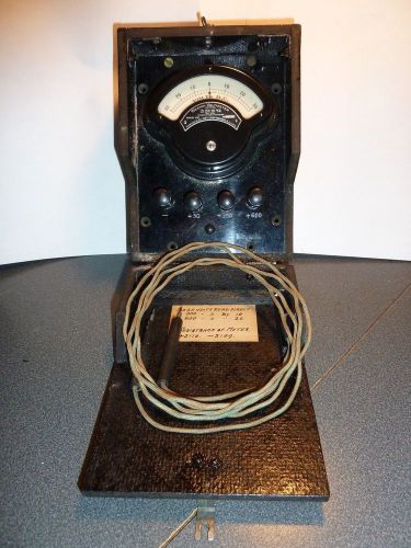 Vintage Weston DC Volts Meter Model 267 circa 1905 in wooden box with leads