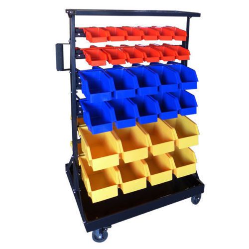 Mobile 60 Removable Bolt Bin Nuts Flats Screws Storage Organizer Cart Shelf Rack